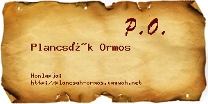 Plancsák Ormos névjegykártya